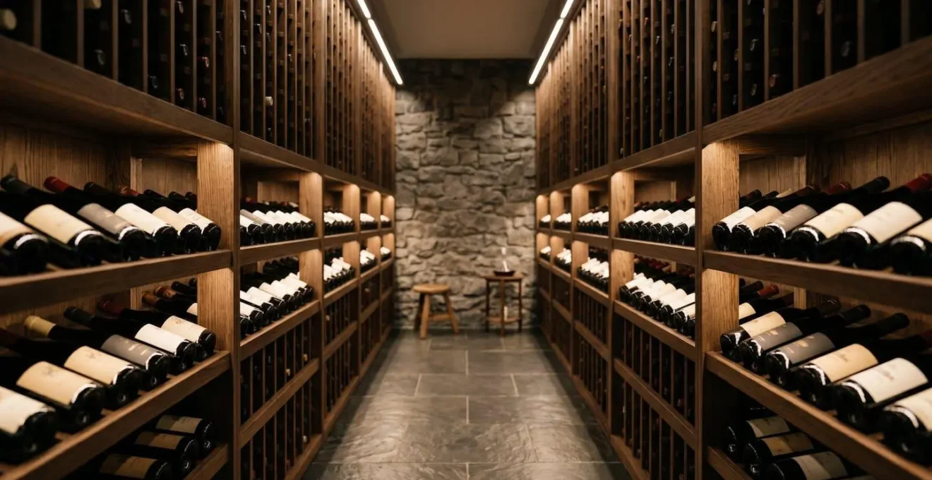 Cave à vin élégante avec grands crus français pour mariage
